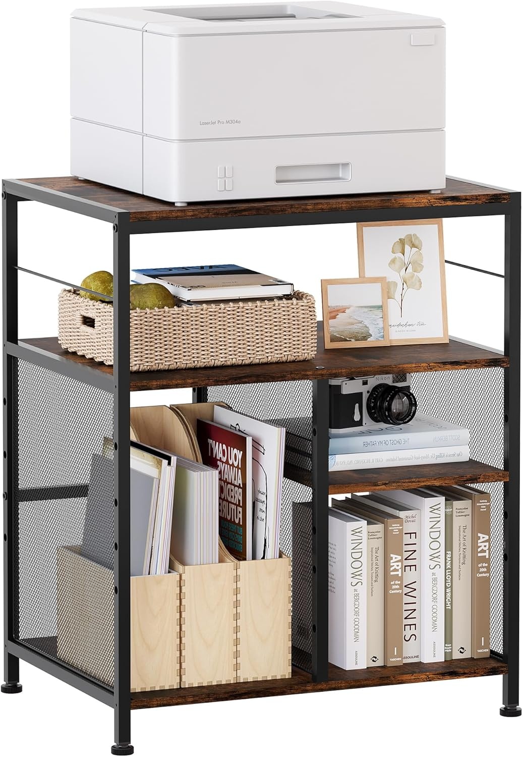 TQVAI Printerstandaard met 4 Opbergplanken - Ruimtebesparend & Organisatie (34% Korting!)