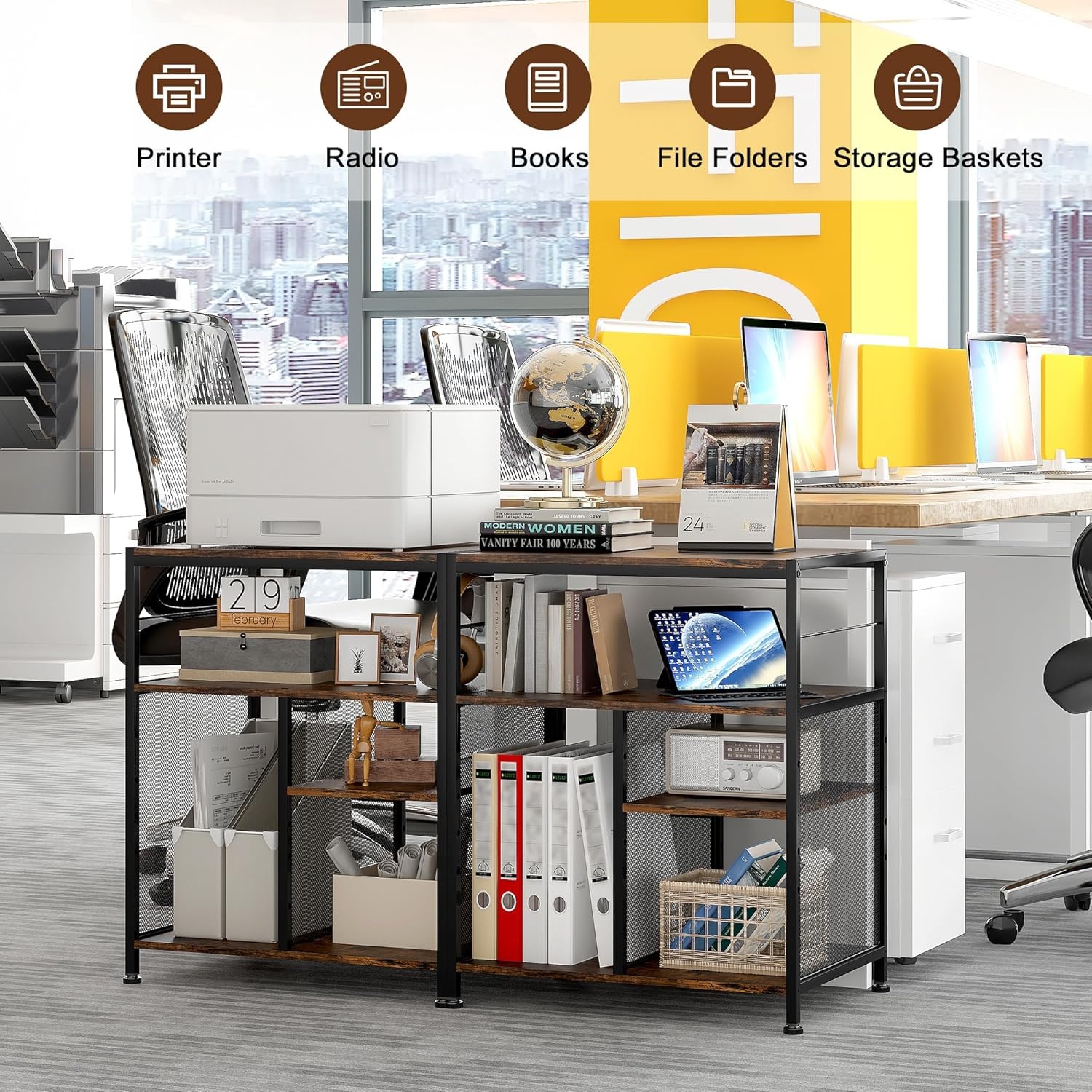 TQVAI Printerstandaard met 4 Opbergplanken - Ruimtebesparend & Organisatie (34% Korting!)