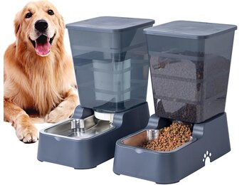5L Honden- & Kattenvoeder & Waterdispenser Set - Donkergrijs - 33% Korting