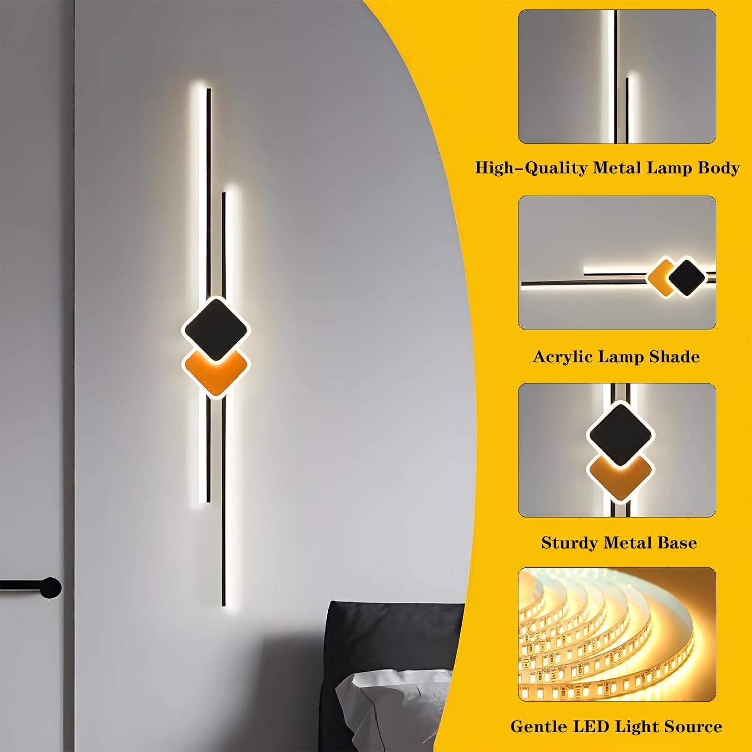 Dimbare LED Wandlamp Zwart 65cm - 29% Korting