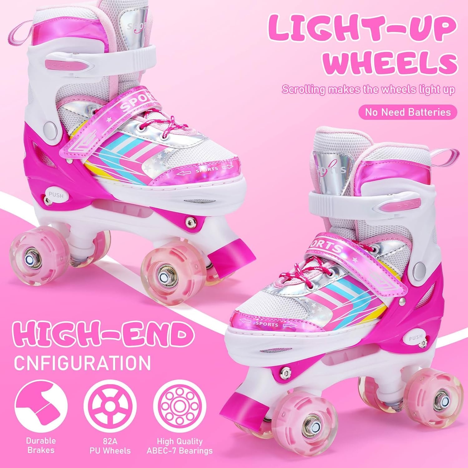 Verstelbare Kinderskates met Lichtgevende Wielen (29% Korting)