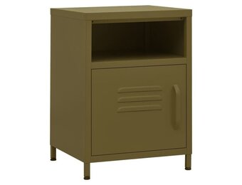 VidaXL Nachtkastje Staal Olijfgroen - 35x35x51 cm - 34% Korting