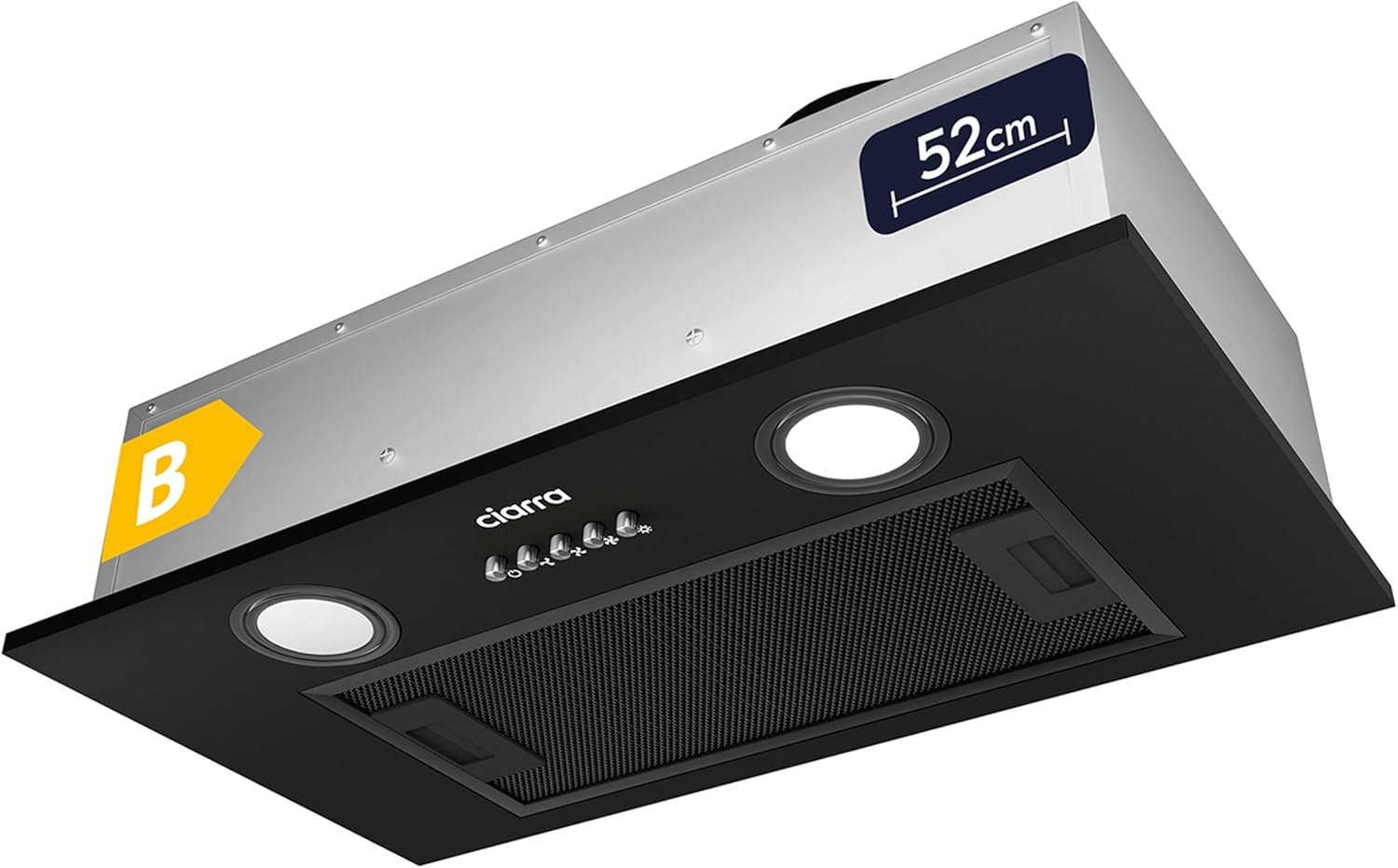 CIARRA Afzuigkap 52cm Zwart - 34% Korting!