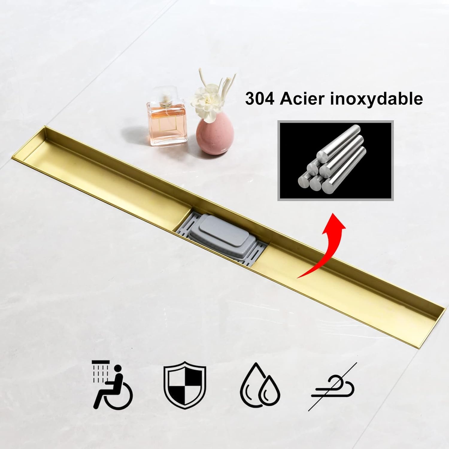 Gouden Doucheafvoer 70cm - Roestvrij Staal - 29% Korting