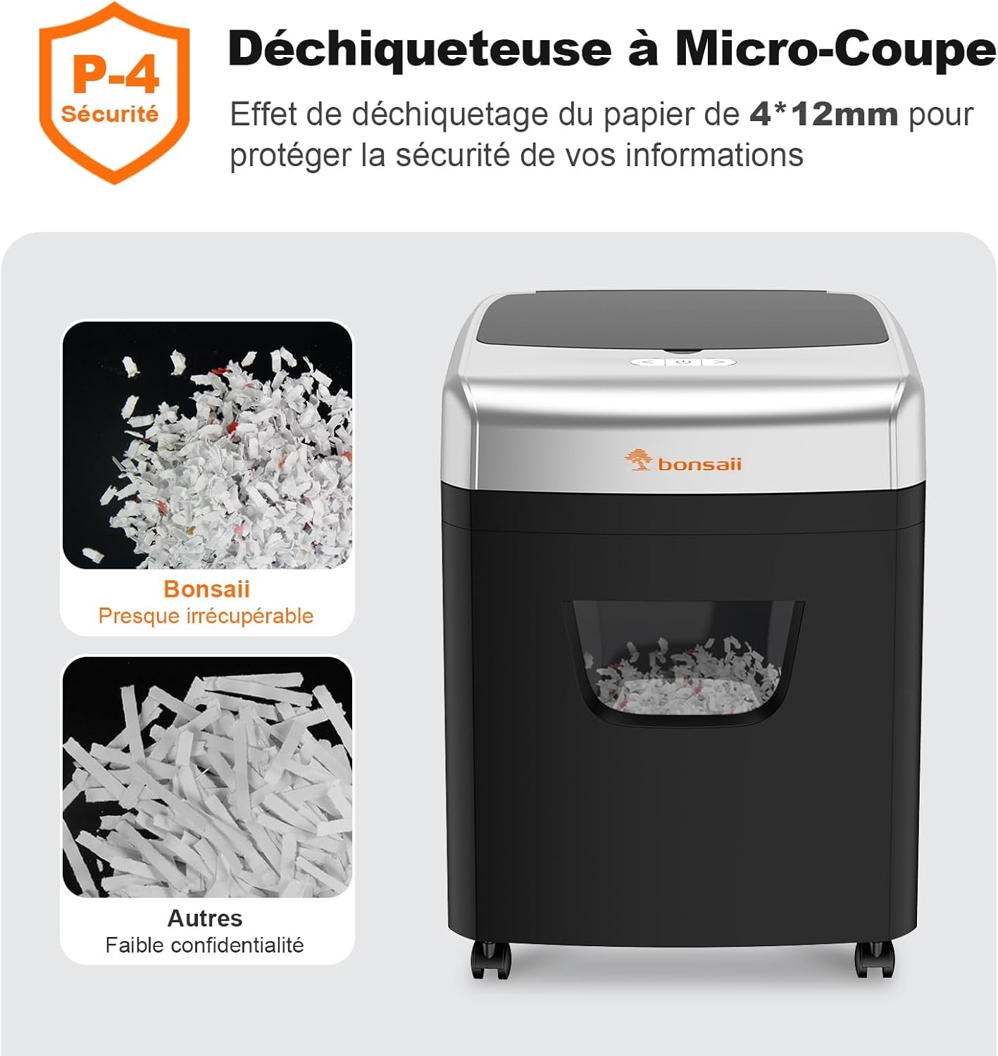 Bonsaii Papierversnipperaar C233-B - 120 Vel Automatisch - P4 Microsnijder - 30% Korting