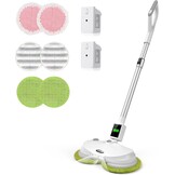 OGORI Elektrische dweil, vloerwisser, elektrisch, draadloos, met sproeifunctie, accu, dweil, polijstmachine + 2 batterijen, 400 ml watertank, led-verlichting, dubbele rotatiemop voor dweilen en