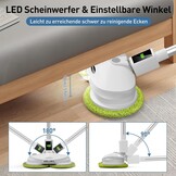 OGORI Elektrische dweil, vloerwisser, elektrisch, draadloos, met sproeifunctie, accu, dweil, polijstmachine + 2 batterijen, 400 ml watertank, led-verlichting, dubbele rotatiemop voor dweilen en