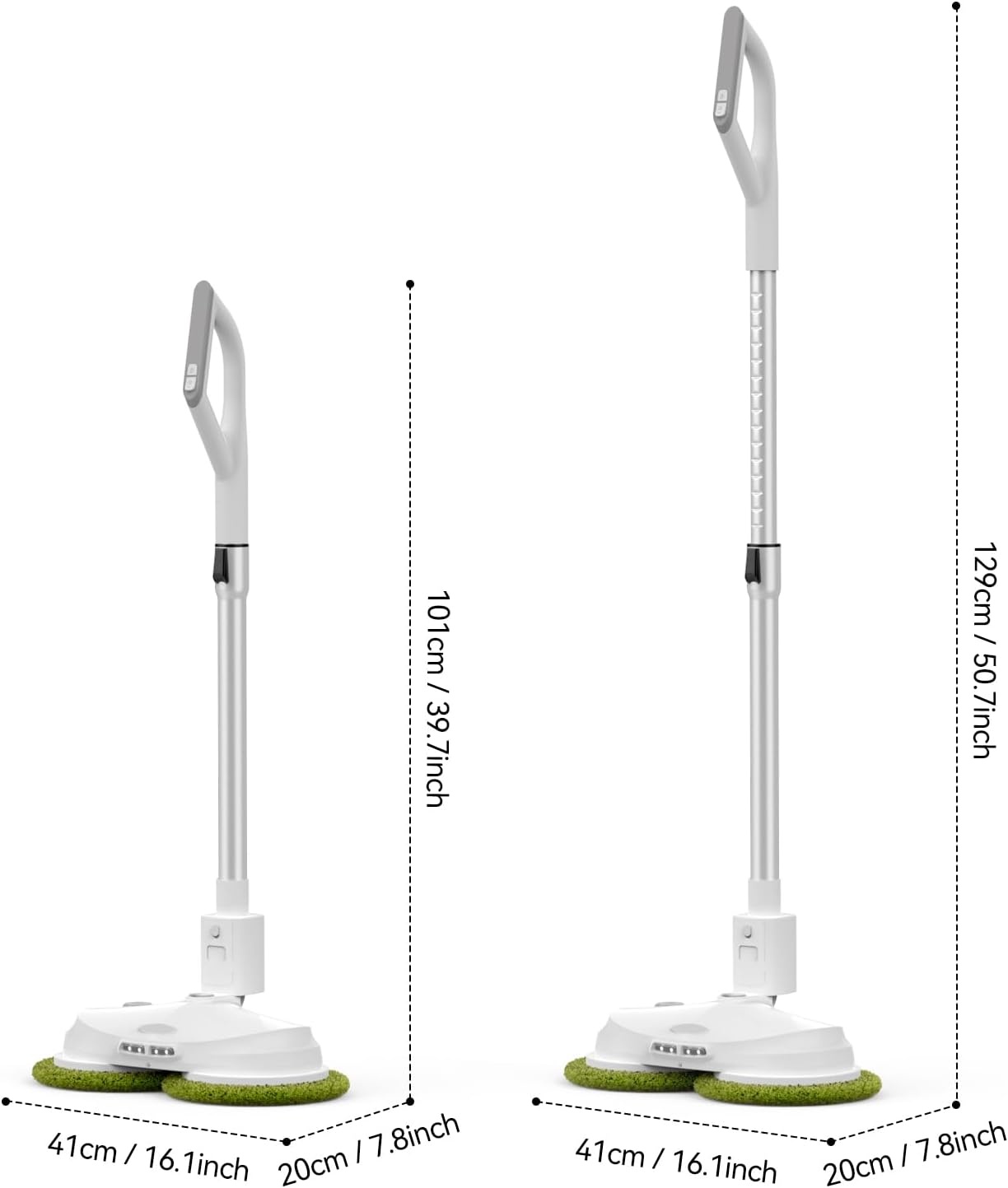 OGORI Elektrische dweil, vloerwisser, elektrisch, draadloos, met sproeifunctie, accu, dweil, polijstmachine + 2 batterijen, 400 ml watertank, led-verlichting, dubbele rotatiemop voor dweilen en