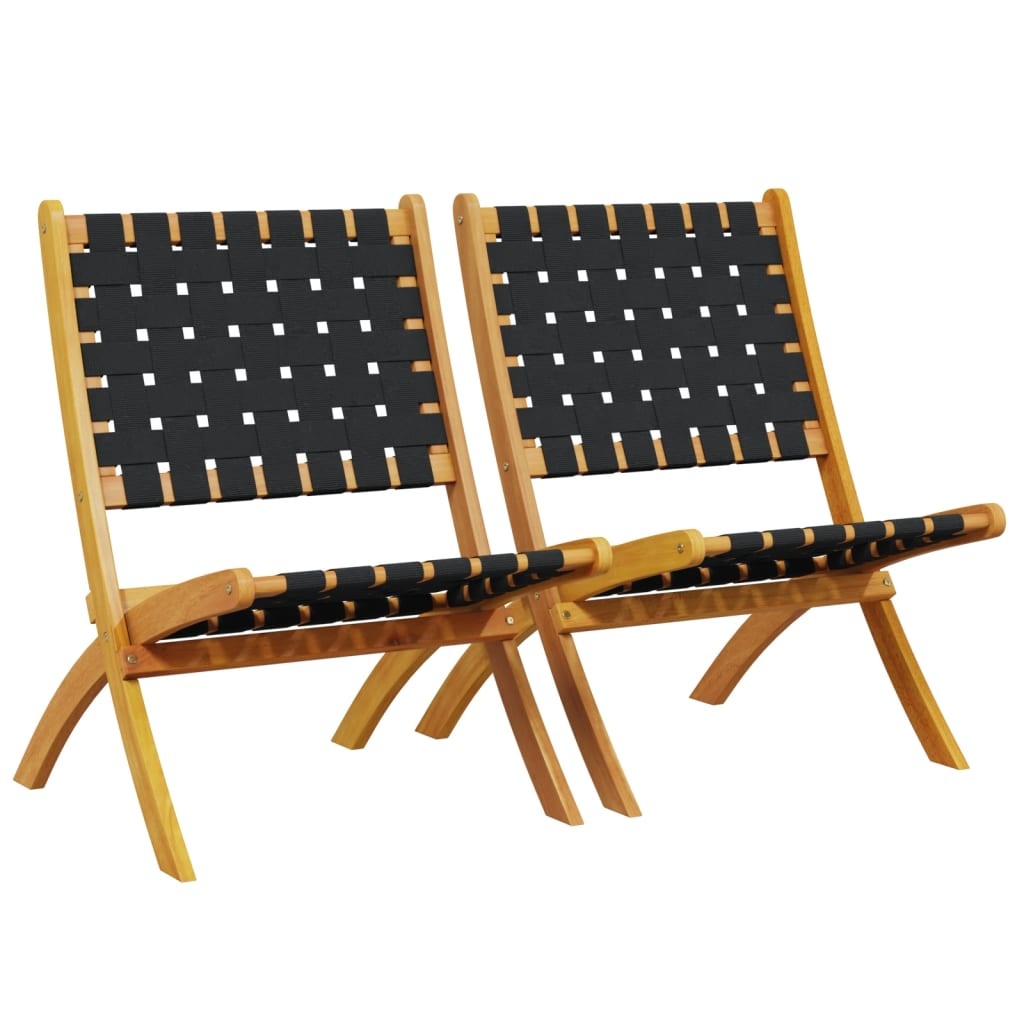 VidaXL Tuinstoelen 2-Pack - Massief Acaciahout & Zwart - 34% Korting!