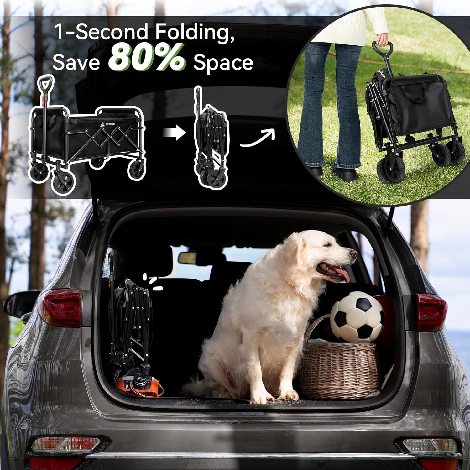 HIKENTURE Opvouwbare Trolley - 65L, 100kg - 59% Korting