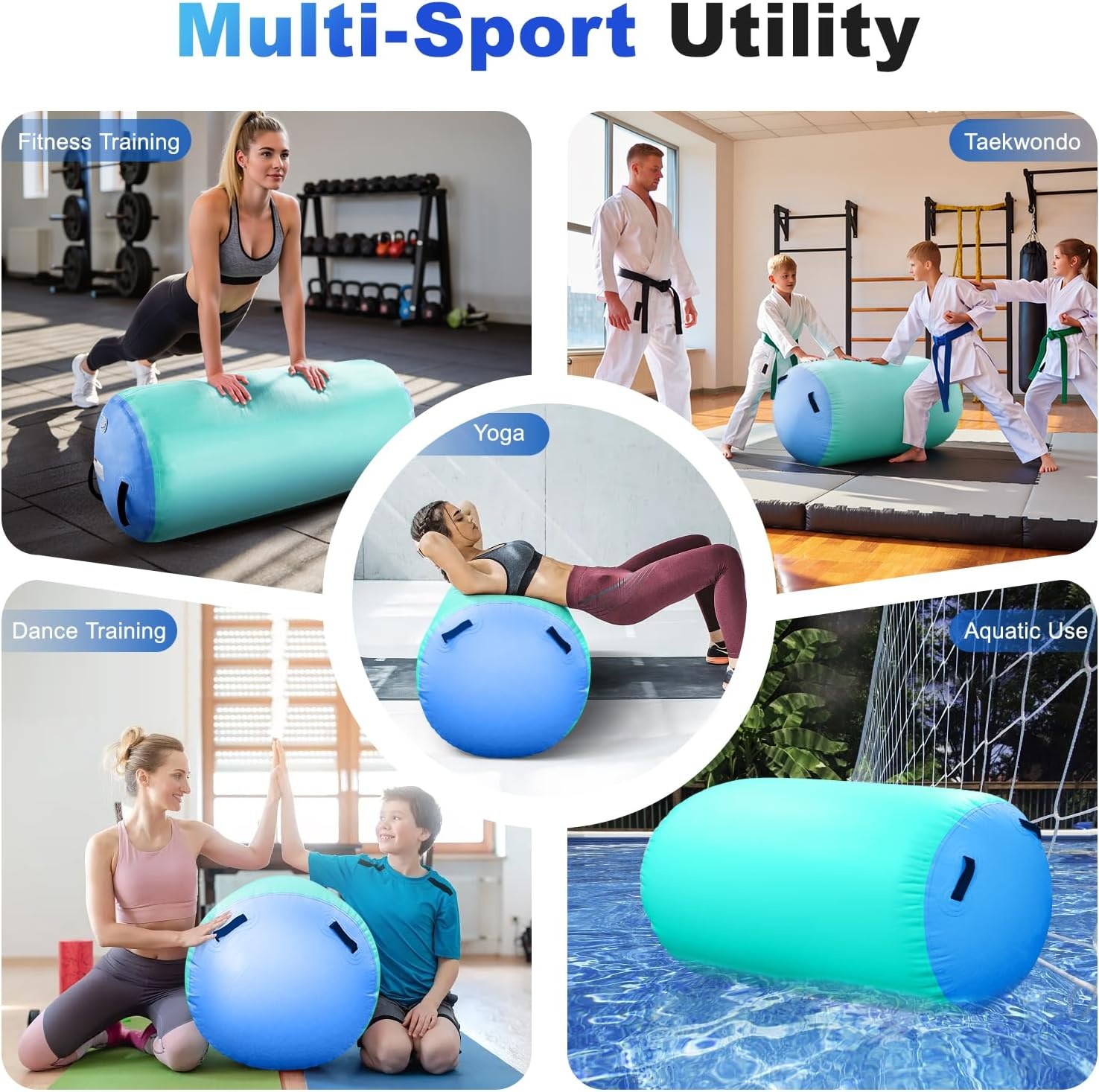 Opblaasbare Air Barrel Roller met 600W Elektrische Pomp voor Gymnastiek en Fitness