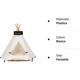 huisdierentipi, hondentent, strepen zebra patroon, verwijderbare en wasbare katten tenten, hond/kat bed, speelhuis met kussen, 50x50x60 cm