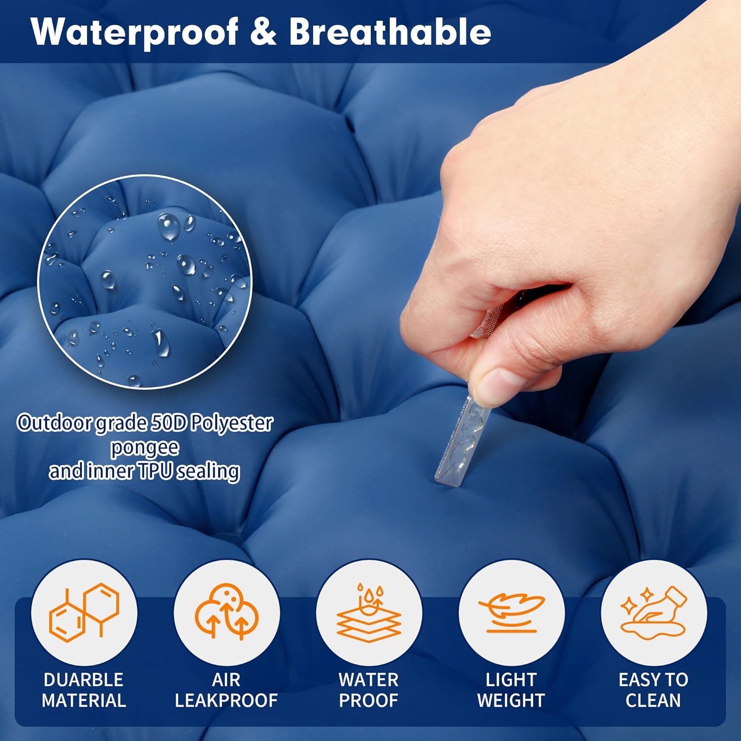 HiiPeak Zelfopblazende slaapmat voor 2 personen, 120 x 200 cm, luchtmatras, camping, dubbele isolerende campingmat voor tent, ultralicht, met hoofdkussen