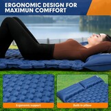 HiiPeak Zelfopblazende slaapmat voor 2 personen, 120 x 200 cm, luchtmatras, camping, dubbele isolerende campingmat voor tent, ultralicht, met hoofdkussen