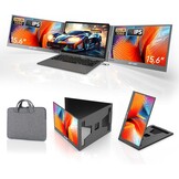 MT-VIKI 15.6'' drievoudige laptop schermverlenger FHD 1080P IPS draagbare Laptop Screen Extender voor 11''-16'' laptops compatibel met Mac/Android/Win ondersteunt 360° rotatie