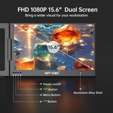 MT-VIKI 15.6'' drievoudige laptop schermverlenger FHD 1080P IPS draagbare Laptop Screen Extender voor 11''-16'' laptops compatibel met Mac/Android/Win ondersteunt 360° rotatie