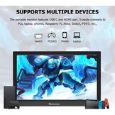 Draagbare monitor 17,3 inch, 1920 x 1080p, 60 Hz, 99% sRGB, HDMI USB-C draagbare monitor, uitgebreid computerscherm met luidspreker, compatibel met telefoon, laptop, Raspberry Pi, Xbox, PS4