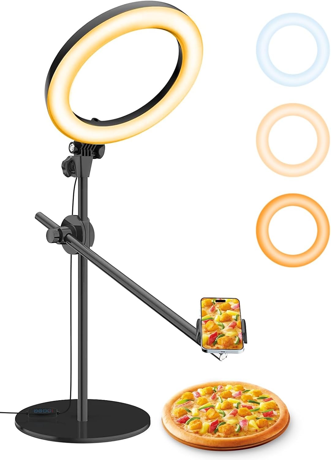 LUXSURE Ringlamp met statief, 10,5 inch, selfie-licht, dimbare led-ringlamp met bluetooth-afstandsbediening voor smartphone, vlog, fotografie, live-stream, YouTube, TikTok, make-up, koken enz.