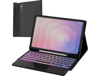 ROOFEI Hoes voor Samsung Galaxy S11 2025 11 inch, hoes met toetsenbord: Tab S11 Tablet 2025 5G toetsenbord met touchpad & 3-zozen-7-kleurige verlichting, Duitse QWERTZ-lay-out, toetsenbordhoes met