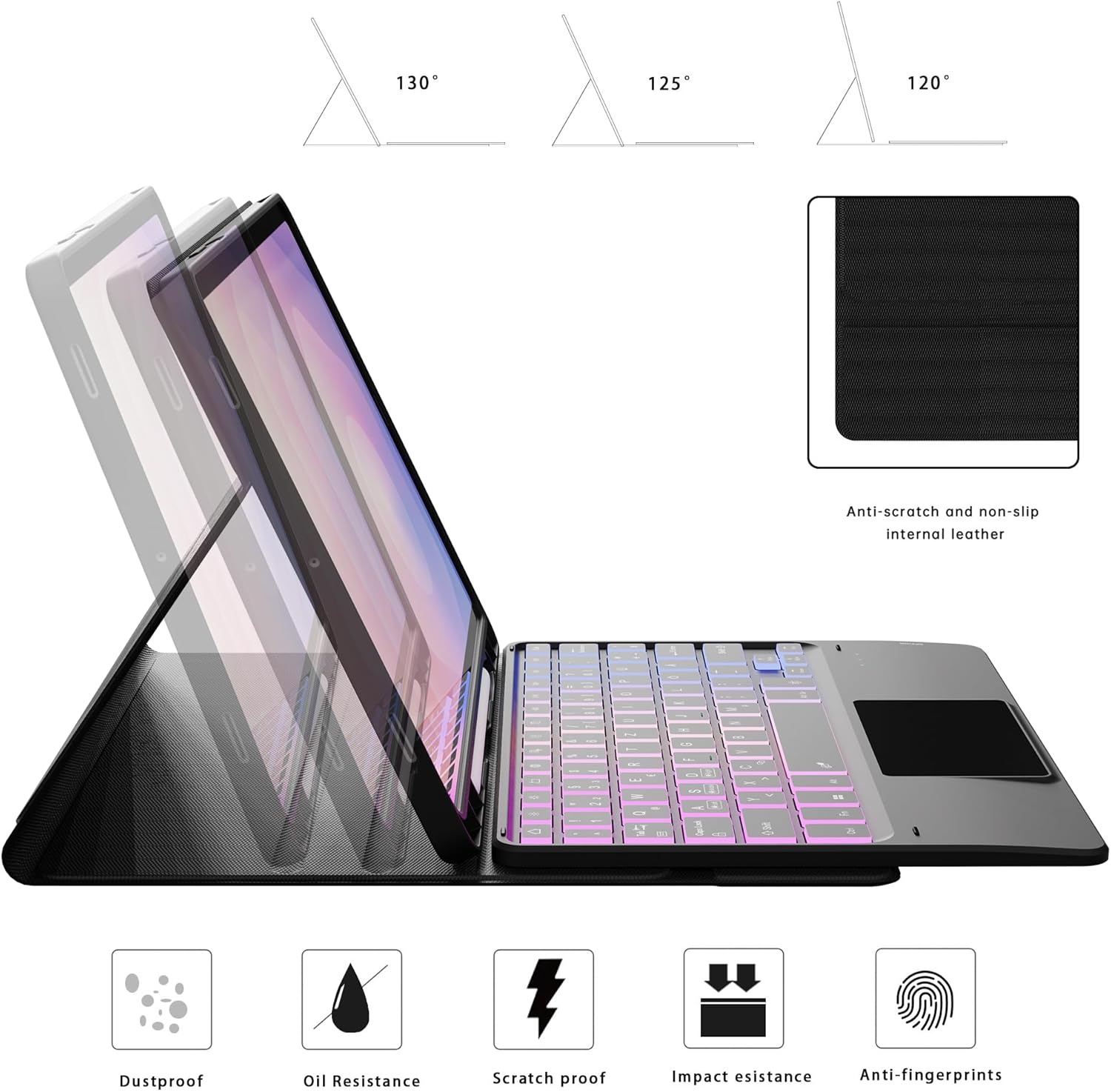 ROOFEI Hoes voor Samsung Galaxy S11 2025 11 inch, hoes met toetsenbord: Tab S11 Tablet 2025 5G toetsenbord met touchpad & 3-zozen-7-kleurige verlichting, Duitse QWERTZ-lay-out, toetsenbordhoes met