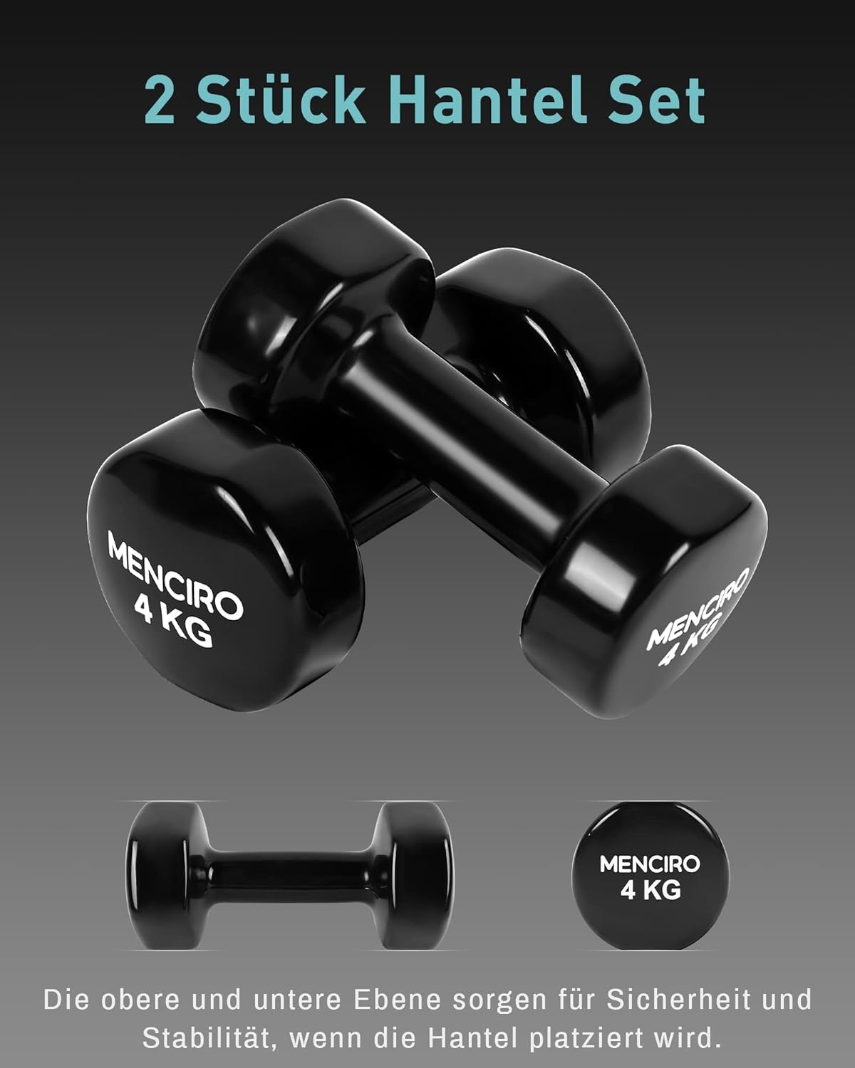 MENCIRO Halters set van 2 voor mannen en vrouwen, 1 kg - 5 kg korte halters gewichten voor thuis, sportschool en krachttraining
