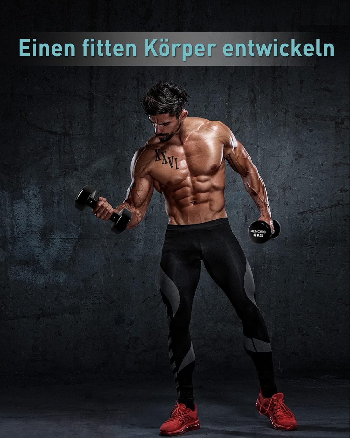 MENCIRO Halters set van 2 voor mannen en vrouwen, 1 kg - 5 kg korte halters gewichten voor thuis, sportschool en krachttraining