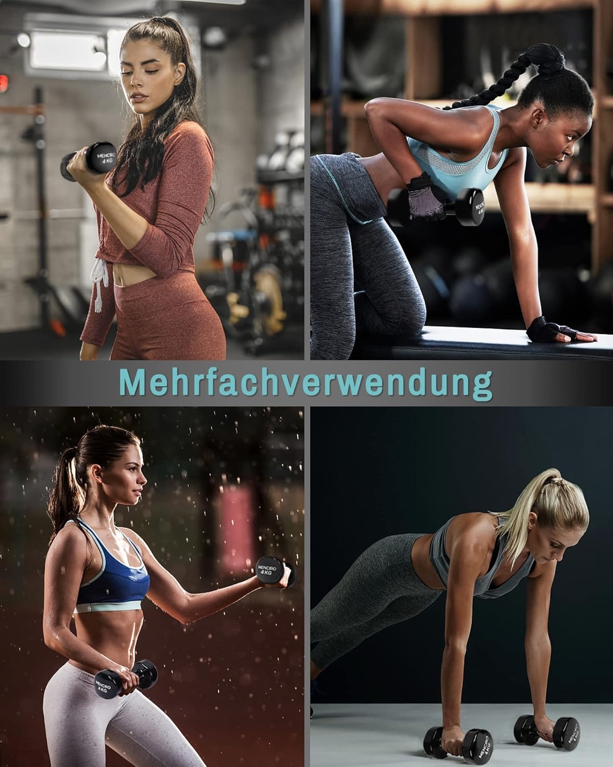 MENCIRO Halters set van 2 voor mannen en vrouwen, 1 kg - 5 kg korte halters gewichten voor thuis, sportschool en krachttraining