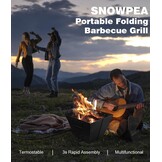 Snowpea Draagbare vuurkorf voor kamperen, inklapbare buitenvuurplaats, opvouwbaar met draagtas, ijzeren kom voor picknicks, vreugdevuur, patio, achtertuin en tuin - top grill, zwart (FP-01)