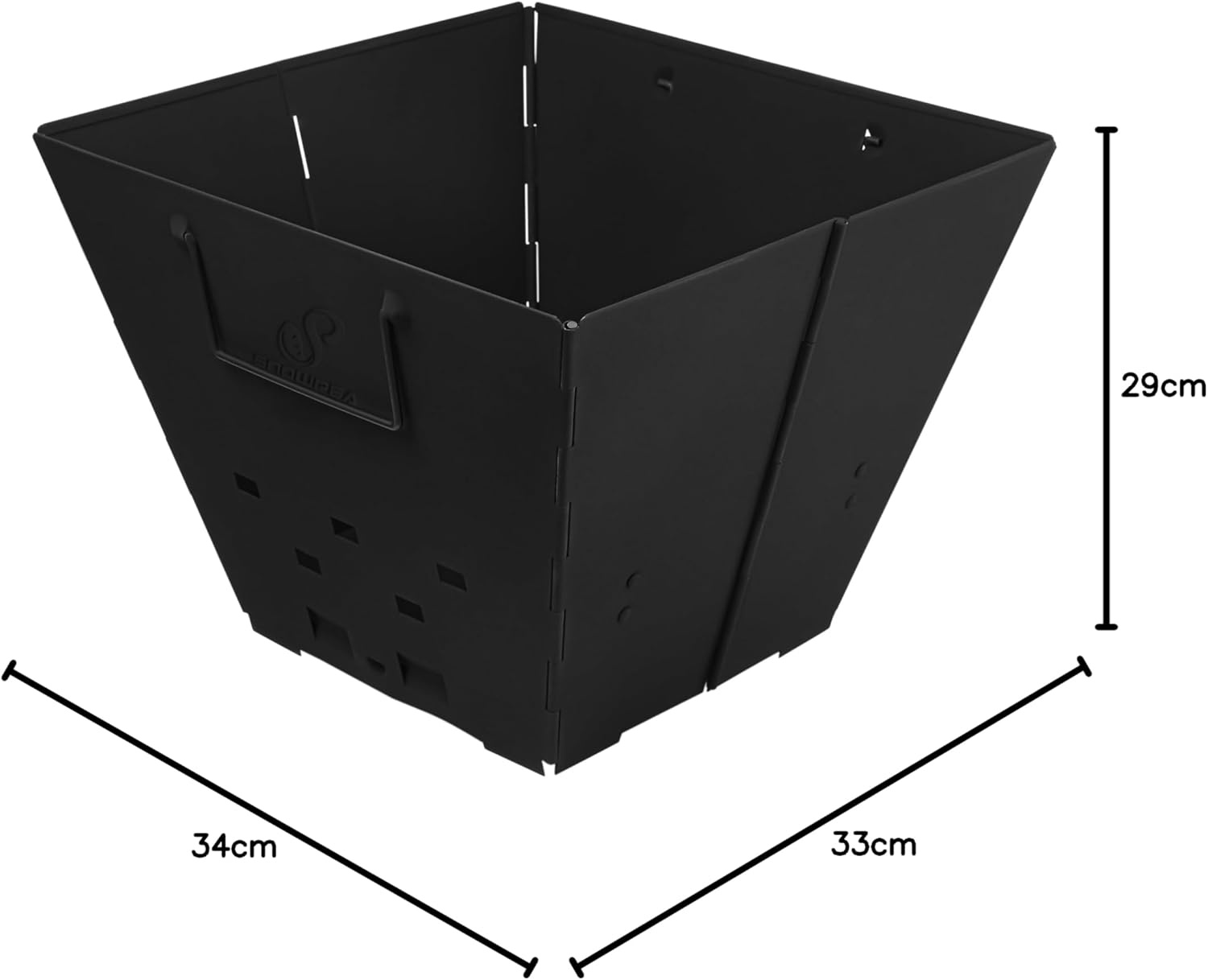 Snowpea Draagbare vuurkorf voor kamperen, inklapbare buitenvuurplaats, opvouwbaar met draagtas, ijzeren kom voor picknicks, vreugdevuur, patio, achtertuin en tuin - top grill, zwart (FP-01)
