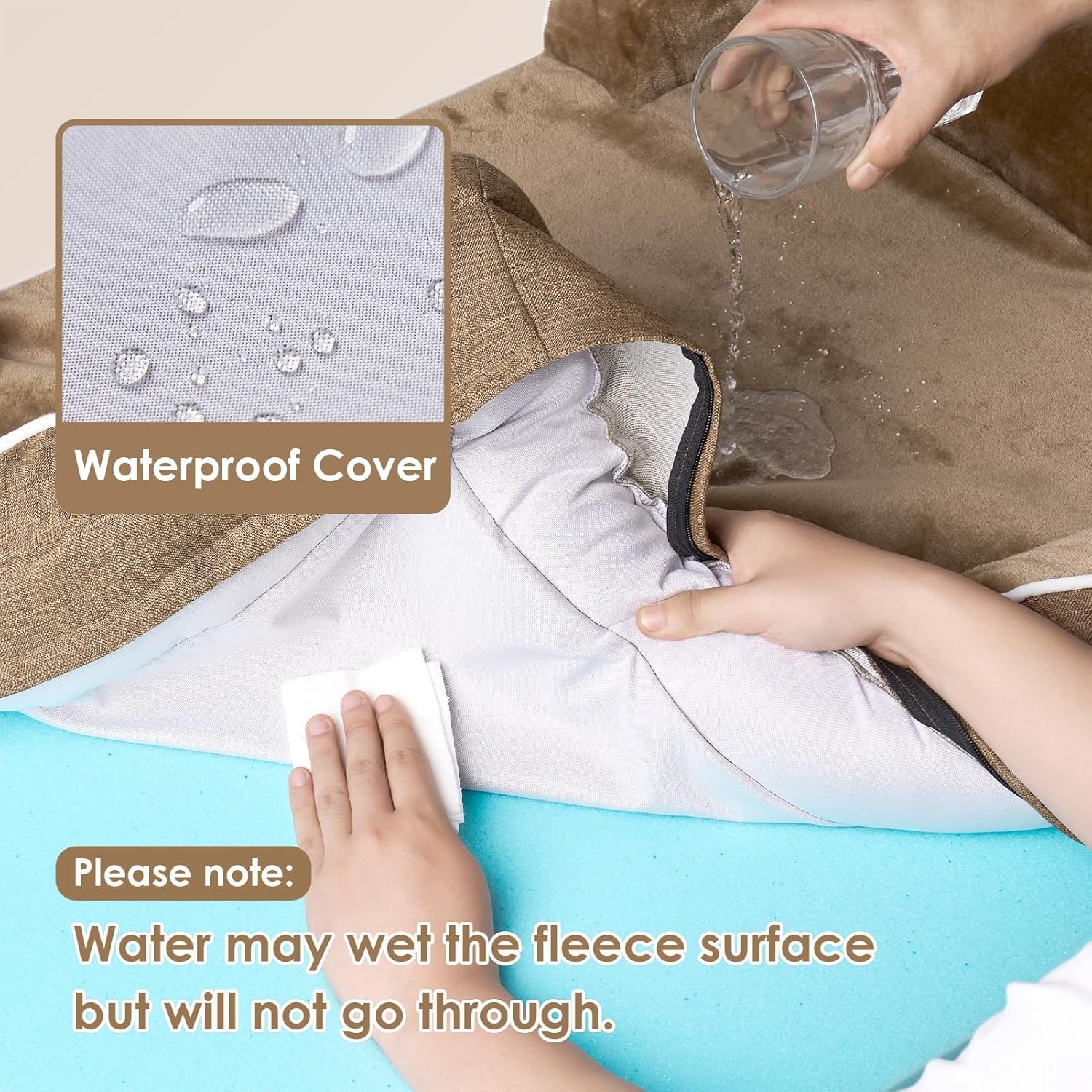 EHEYCIGA Orthopedisch Hondenkussen XL, Traagschuim Mand, Wasbare Hondensofa, Waterdicht, Antislip, Met Hoge Rand