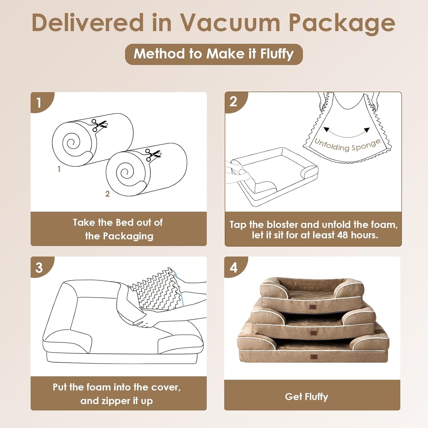 EHEYCIGA Orthopedisch Hondenkussen XL, Traagschuim Mand, Wasbare Hondensofa, Waterdicht, Antislip, Met Hoge Rand