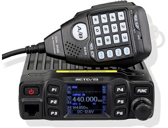 Retevis RT95 Mini Dubbele Band Mobiele Radio 25W 200 Kanalen Amateur Radio DTMF 5Tone Walkie Talkie Car Transceiver met Programmeerkabel (Zwart)