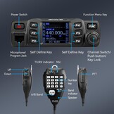 Retevis RT95 Mini Dubbele Band Mobiele Radio 25W 200 Kanalen Amateur Radio DTMF 5Tone Walkie Talkie Car Transceiver met Programmeerkabel (Zwart)