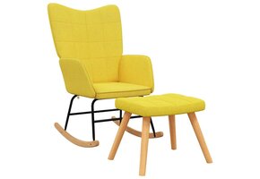 VidaXL Schommelstoel met Voetenbank - Stof Mosterdgeel | 67% Korting