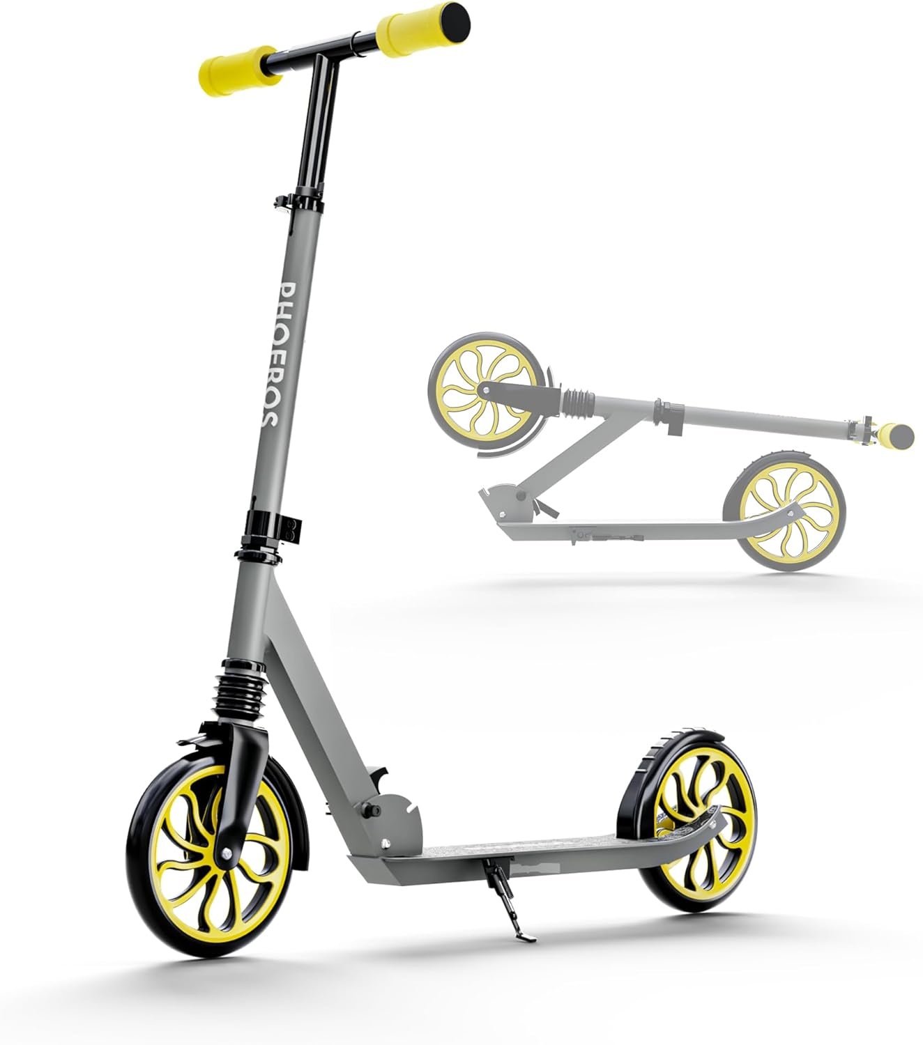 PHOEROS Kick Scooter voor kinderen van 6-12 jaar, tieners en volwassenen, jeugd. Lichtgewicht aluminium step voor tieners volwassenen jongens meisjes met 20,3 cm grote wielen, opvouwbaar, 3 in hoogte