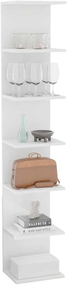 Boekenkast Wandplank, Aan Muur Gemonteerde Plank, Legplanken, Zwevende Planken, Boekenkast, Opbergplanken voor Slaapkamer, Woonkamer, Badkamer, Keuken, Bureau, 7 planken, Wit