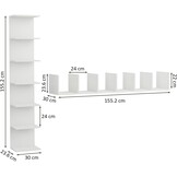 Boekenkast Wandplank, Aan Muur Gemonteerde Plank, Legplanken, Zwevende Planken, Boekenkast, Opbergplanken voor Slaapkamer, Woonkamer, Badkamer, Keuken, Bureau, 7 planken, Wit