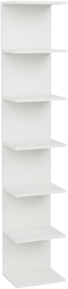 Boekenkast Wandplank, Aan Muur Gemonteerde Plank, Legplanken, Zwevende Planken, Boekenkast, Opbergplanken voor Slaapkamer, Woonkamer, Badkamer, Keuken, Bureau, 7 planken, Wit