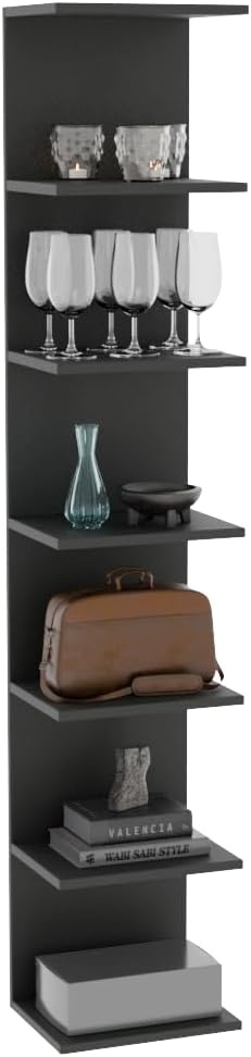 Boekenkast Wandplank, Aan Muur Gemonteerde Plank, Legplanken, Zwevende Planken, Boekenkast, Opbergplanken voor Slaapkamer, Woonkamer, Badkamer, Keuken, Bureau, 7 planken, Wit