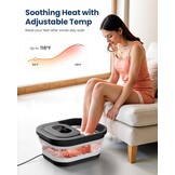 COMFIER Voetbubbelbad met massage en verwarming, opvouwbaar apparaat, vibratie en bubbels, timer, pedicure puimsteen, 35-48 °C, 8 shiatsu-wielen (zwart)