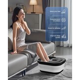 COMFIER Voetbubbelbad met massage en verwarming, opvouwbaar apparaat, vibratie en bubbels, timer, pedicure puimsteen, 35-48 °C, 8 shiatsu-wielen (zwart)