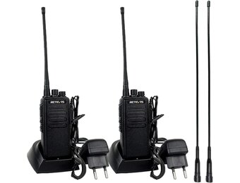 Retevis RT1 Walkie Talkie Long Range, 10km Lange Afstandsradio met Headset, Draagbare Radio met 3000mAh 1750Hz, Professionele Walky Talky voor Beveiliging, Bouwplaats (Zwart, 2 Stuks)