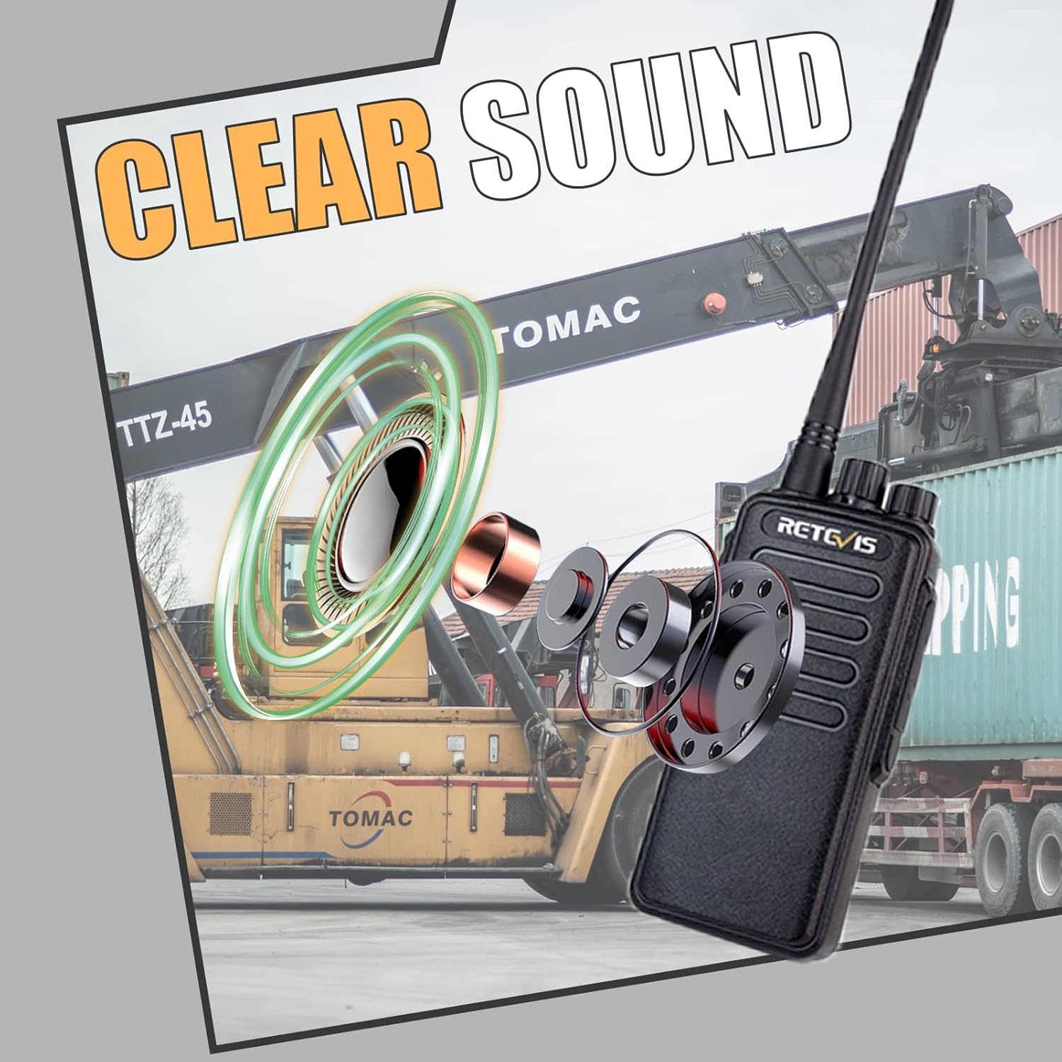 Retevis RT1 Walkie Talkie Long Range, 10km Lange Afstandsradio met Headset, Draagbare Radio met 3000mAh 1750Hz, Professionele Walky Talky voor Beveiliging, Bouwplaats (Zwart, 2 Stuks)