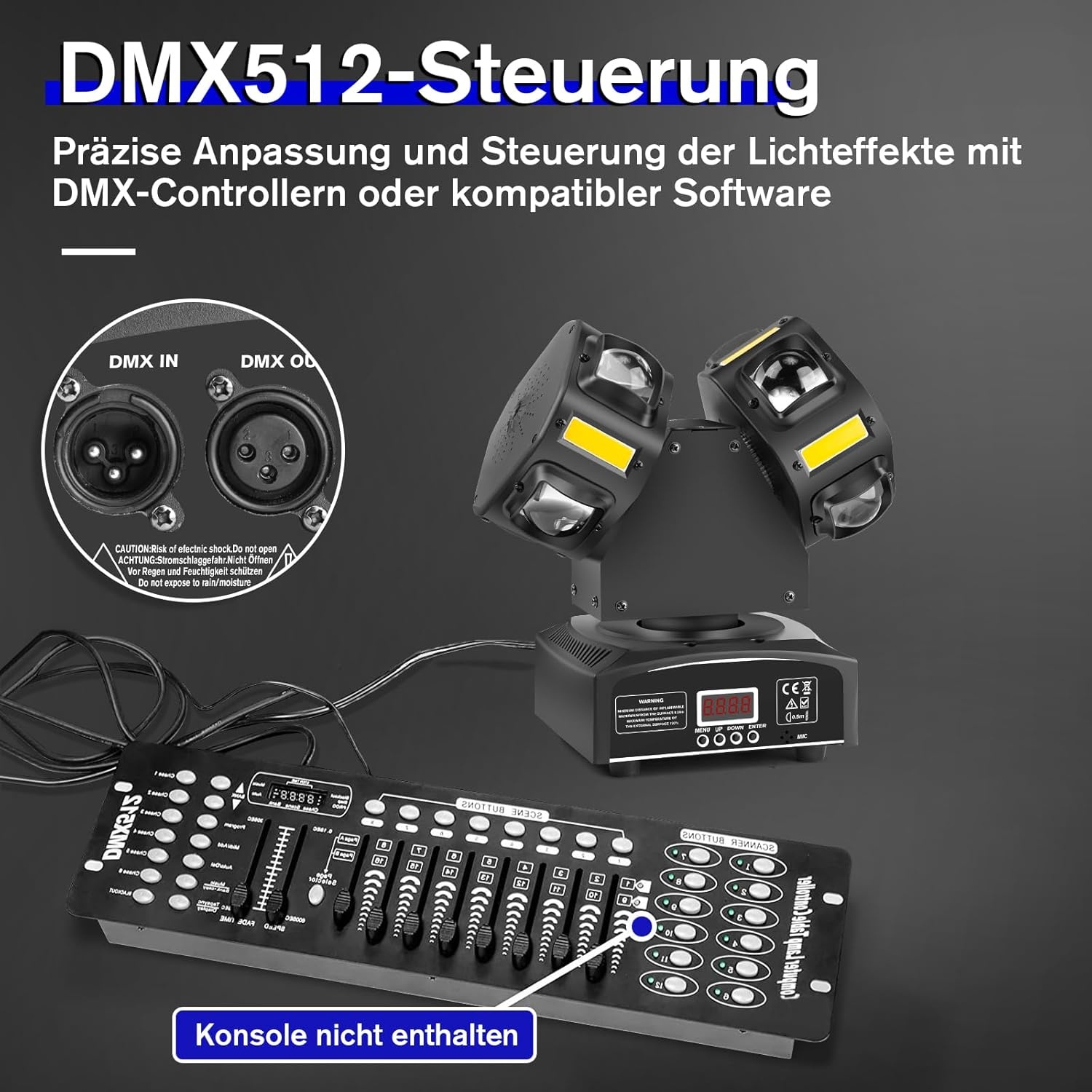 Moving Head 120W LED Podium Licht, RGBW Beam Strobe Disco Party Light met DMX512, DJ Bar Club Kerstverlichting voor feesten en evenementen