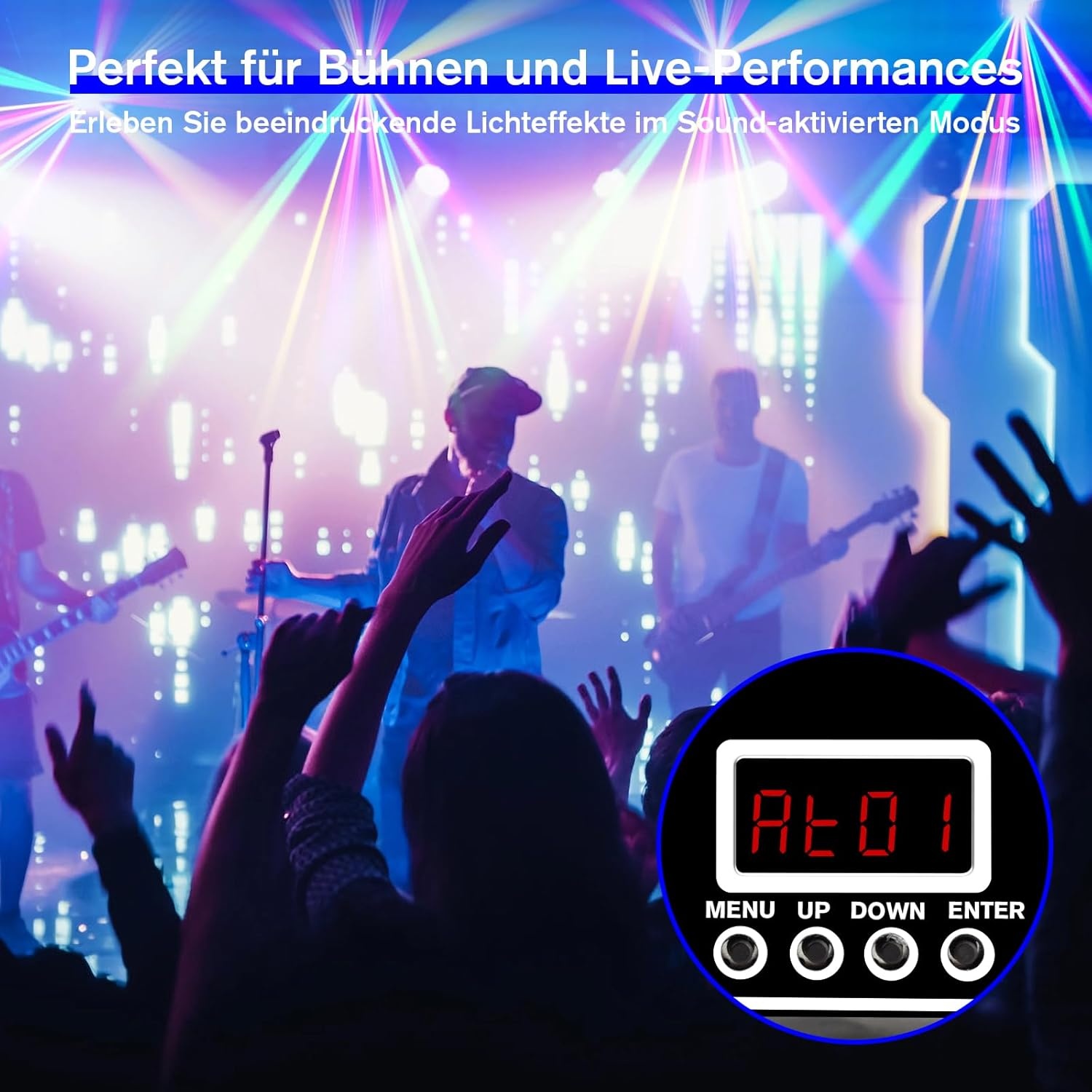 Moving Head 120W LED Podium Licht, RGBW Beam Strobe Disco Party Light met DMX512, DJ Bar Club Kerstverlichting voor feesten en evenementen