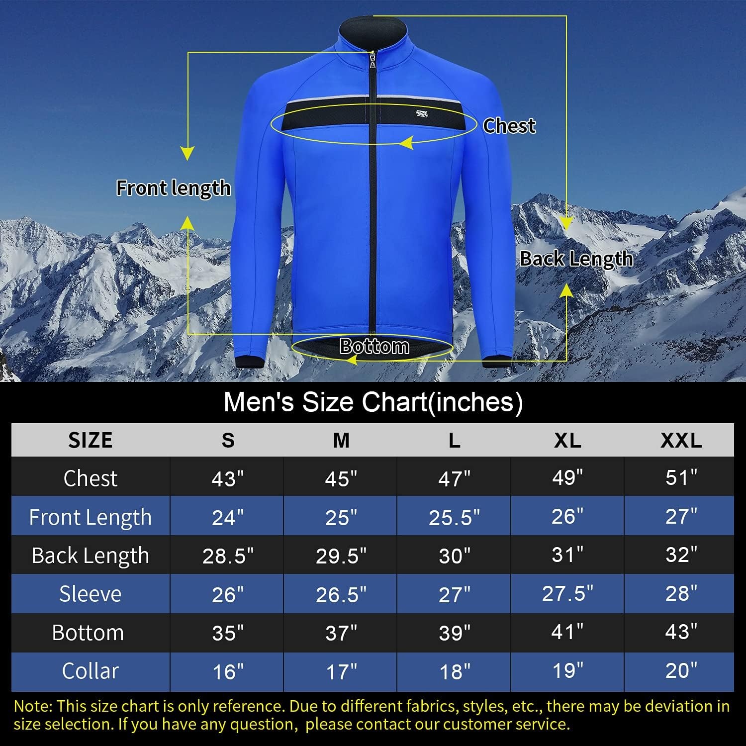 Souke Sports Heren Winddichte Thermische Fietsjas - Waterafstotend Blauw