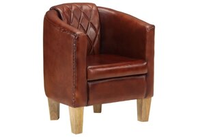 VidaXL Kuipstoel Echt Leer Bruin - 35% Korting