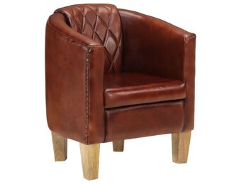 vidaXL Kuipstoel echt leer bruin