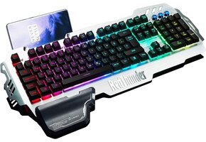 RedThunder K900 Gaming Toetsenbord Halbmechanisch, QWERTZ DUITSE Lay-out, RGB-toetsenbord met Achtergrondverlichting, Volledig Metalen Paneel, Toetsenbord voor PC/Laptop/Xbox One Gamer