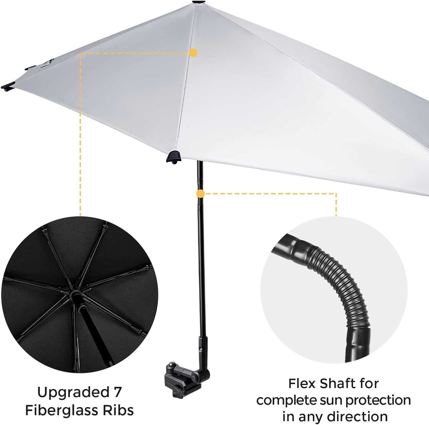 G4Free XL Strandparasol met Klem - UPF 50+ - Zwart (46% korting)